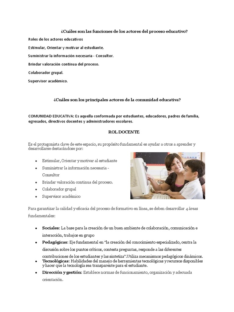 Funciones de los Actores Educativos | PDF | Método de enseñanza ...