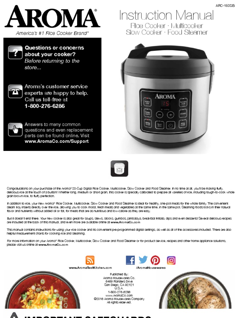 Aroma Rice Cooker Instructions Pdf