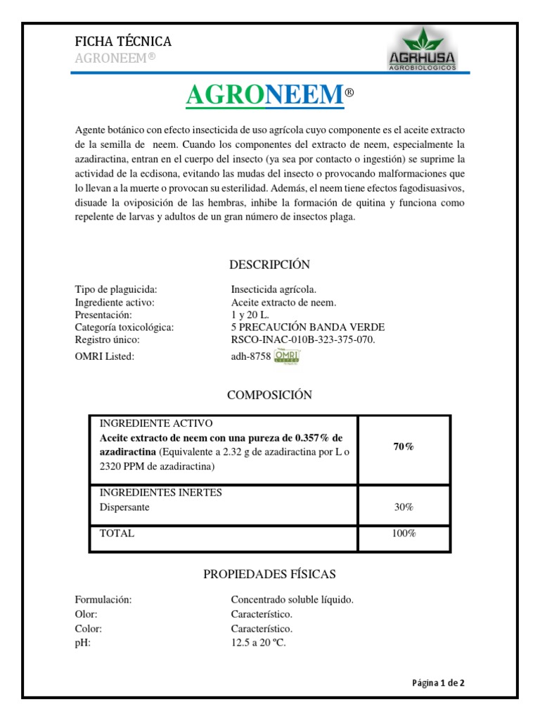 Agro Neem | PDF | Insectos | Química