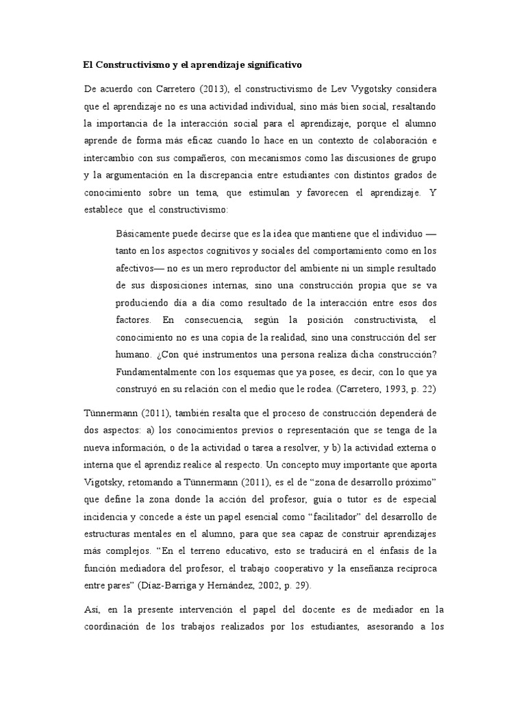 Constructivismo y Aprendizaje Significativo | PDF | Constructivismo ...