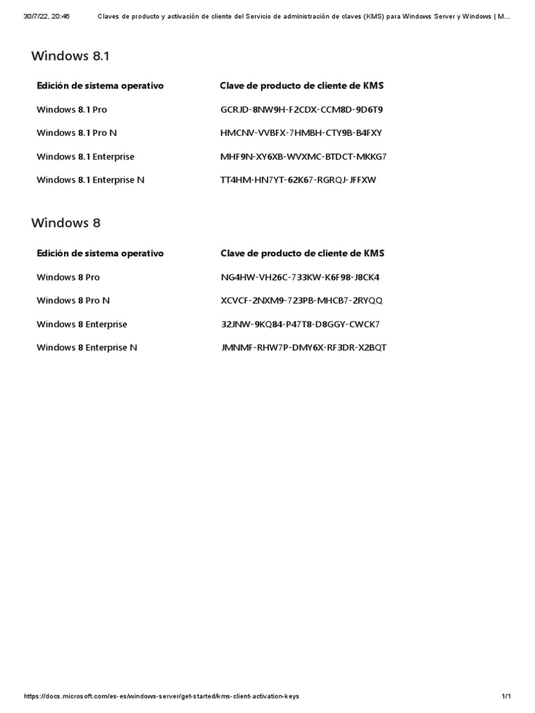 Claves de Producto y Activación de Cliente Del Servicio de