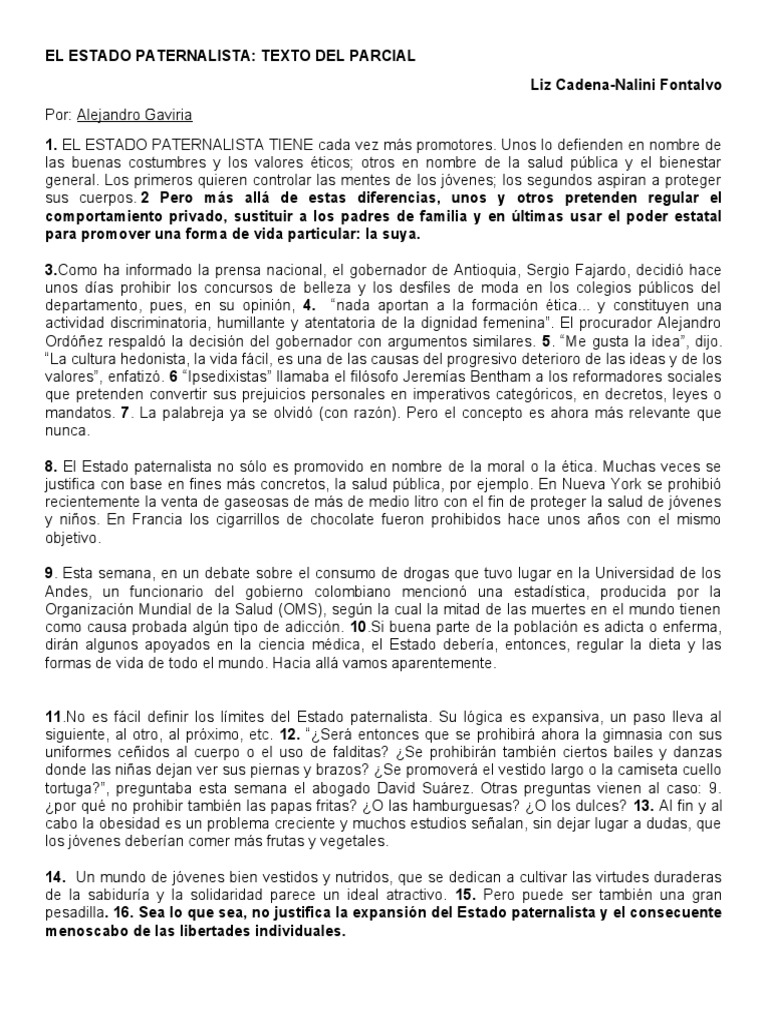 El Estado Paternalista y sus Riesgos | PDF | Estado (política) | Moralidad