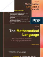 Lesson 2 Mathematical Language and Symbol Topics 1 and 2