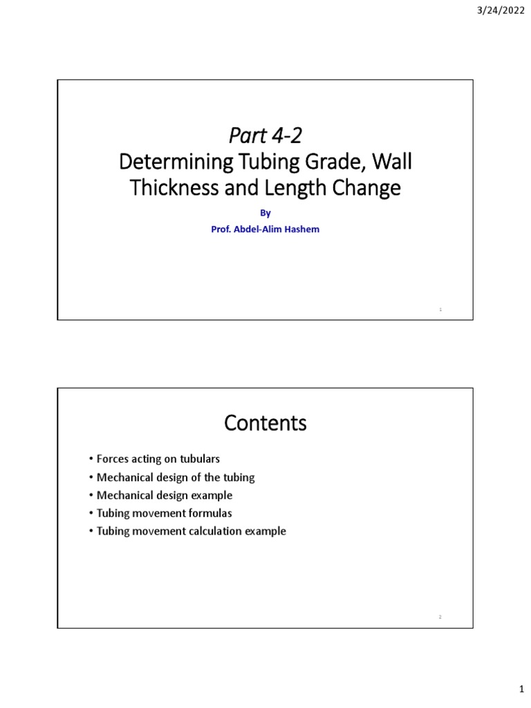 Part 42 Determining Tubing Grade and Wall Thickness PDF Pipe