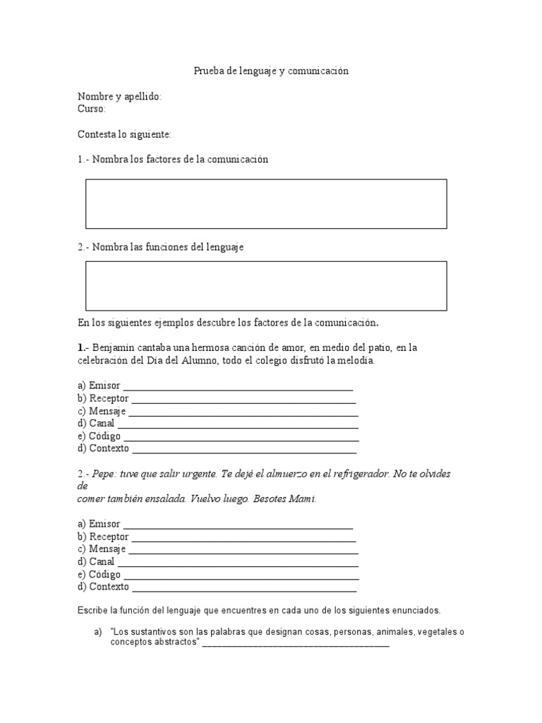 Prueba de Lenguaje y Comunicación Quinto Basico | PDF