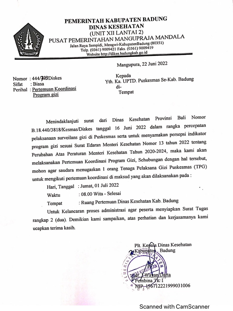 Pertemuan Koordinasi Program Gizi | PDF