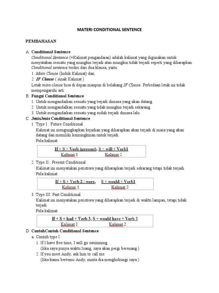 Materi Conditional Sentence | PDF | Seni & Disiplin Bahasa