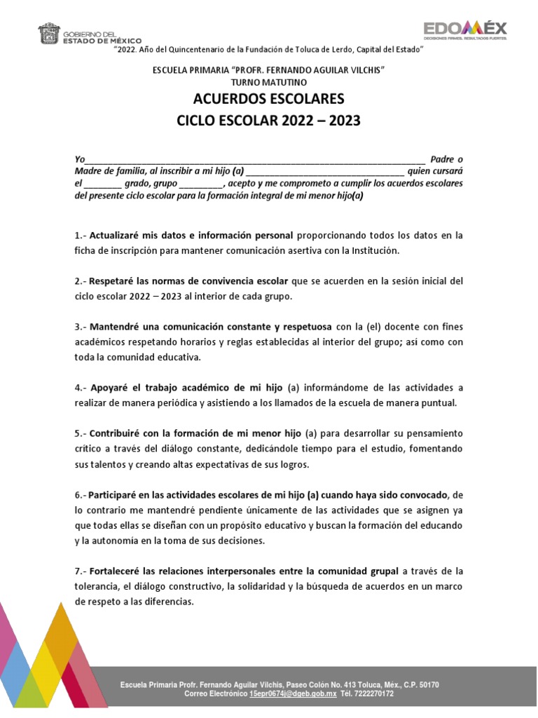 Acuerdos de Convivencia Escolar 2022 | PDF | Abuso infantil