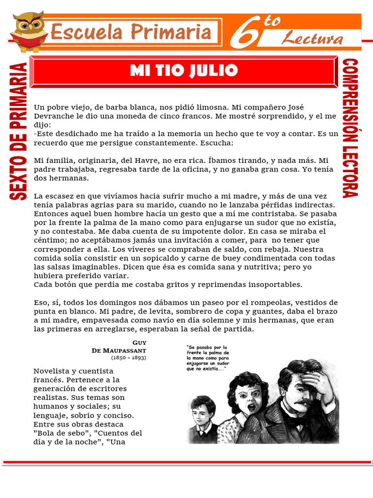 Mi Tio Julio para Sexto Grado de Primaria | PDF