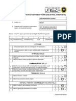 Industrial Supervisor Assessment Form Faculty of Informatics and Computing