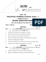 Political Science (Civics), Paper - I Model Question Paper: Part - III