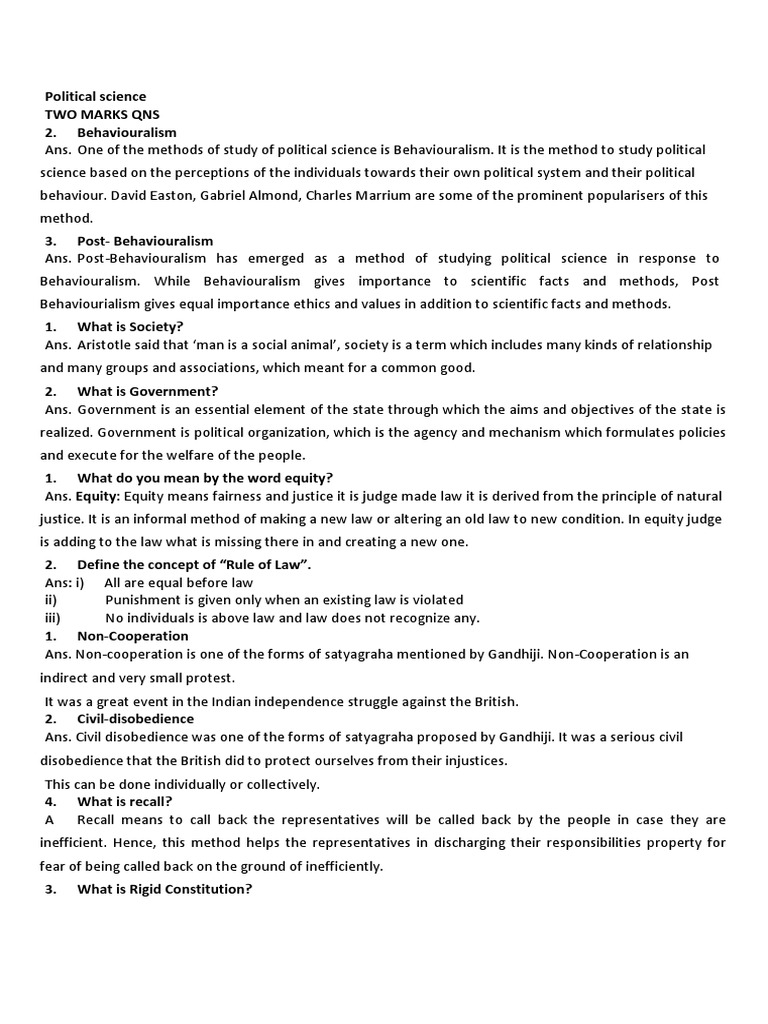 Key Concepts in Political Science | PDF | Social Equality | Mahatma Gandhi