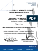 Diploma Curso Comunidad Uwa - Fabio Parada