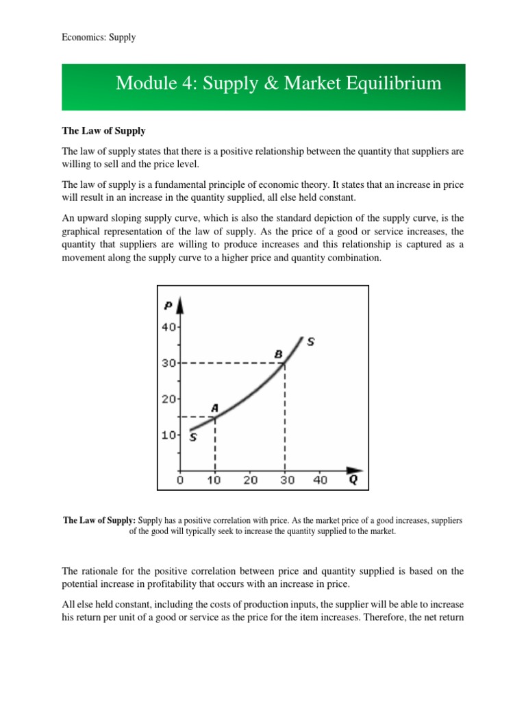 Understanding the Law of Supply | PDF | Supply (Economics) | Supply And ...