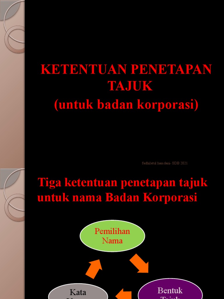 Ketentuan Penetapan Tajuk Korporasi | PDF