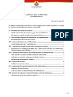 Compte Rendu Du Conseil Des Ministres - Mercredi 24 Août 2022