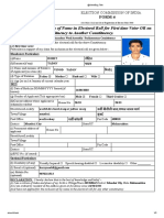 Application For Inclusion of Name in Electoral Roll For First Time Voter OR On Shifting From One Constituency To Another Constituency