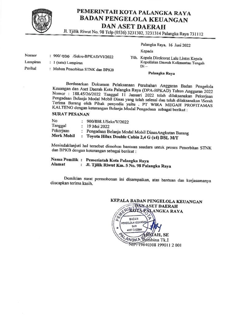 Surat Permohonan STNK | PDF
