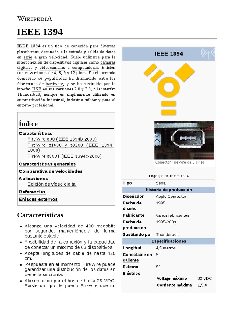 Ieee 1394 | PDF | Informática | Hardware de la computadora