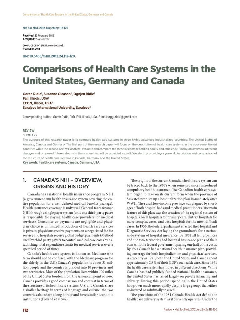 Comparisons of Health Care Systems in The United States, Germany and ...