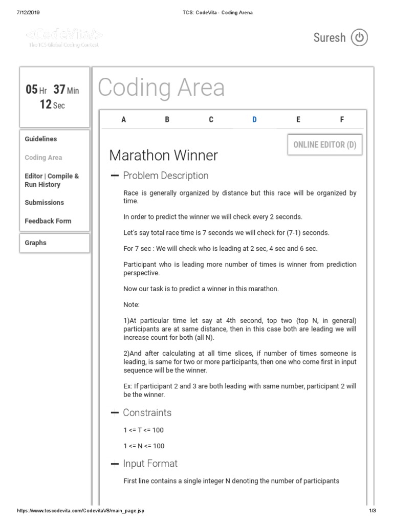 Coding Area: Marathon Winner | PDF | Computer Programming | Applied ...