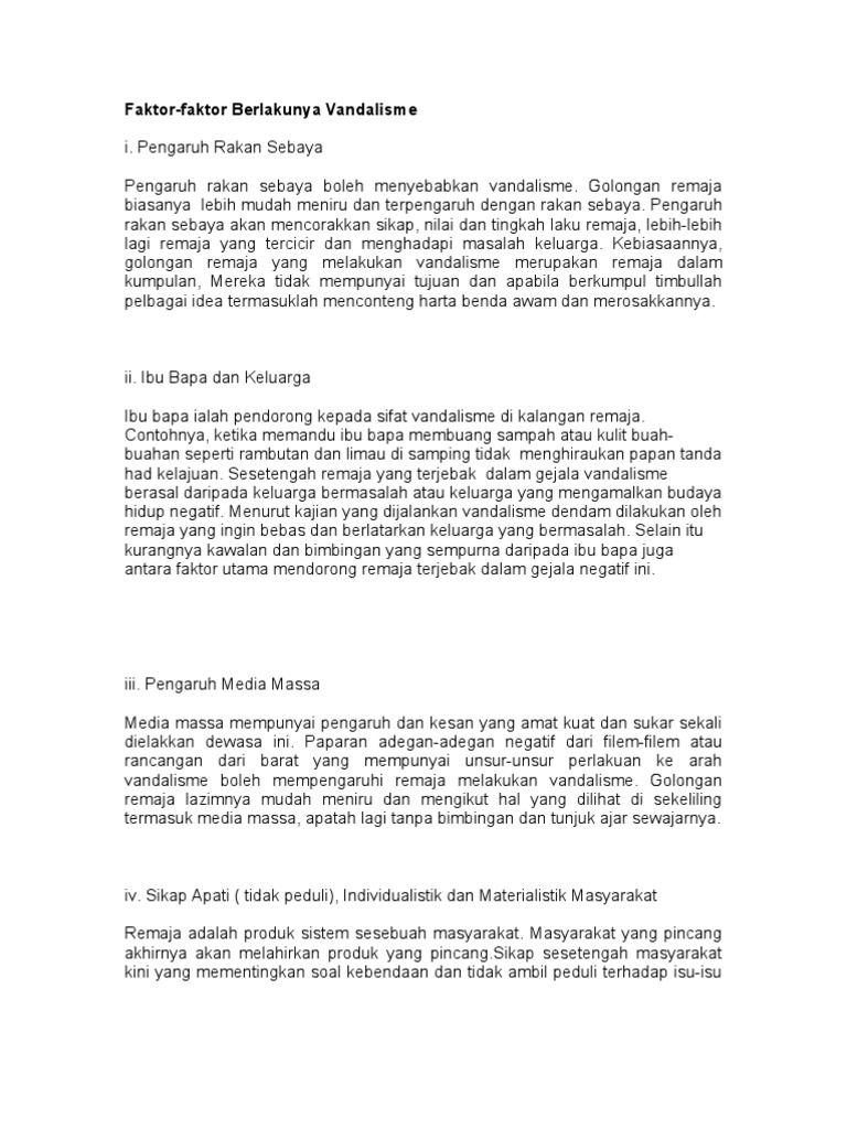 Faktor Vandalisme Pdf