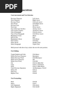 Shortcuts of Inpage Software: Caret Movement and Text Selection