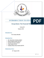 Introduction To Finance: Group Name: The Financial Fitters