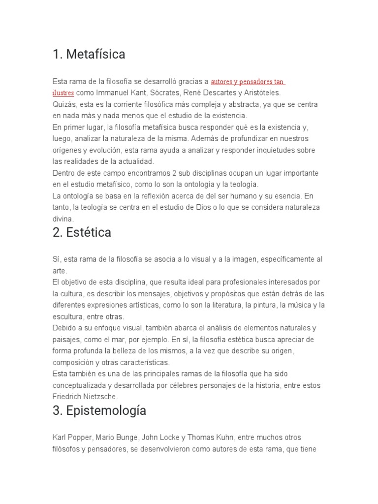 Ramas De La Filosofia Pdf Metafísica Aristóteles
