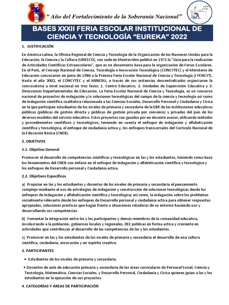Feria Escolar de Ciencia y Tecnología 2022 | PDF | Educación primaria ...