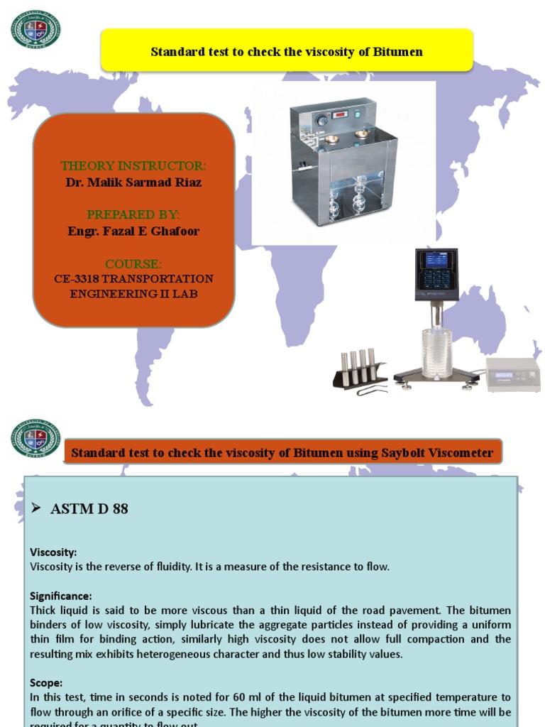 Standard Test To Check The Viscosity of Bitumen Theory Instructor