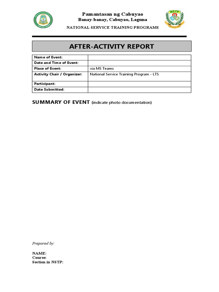 After-Activity Report Template | PDF