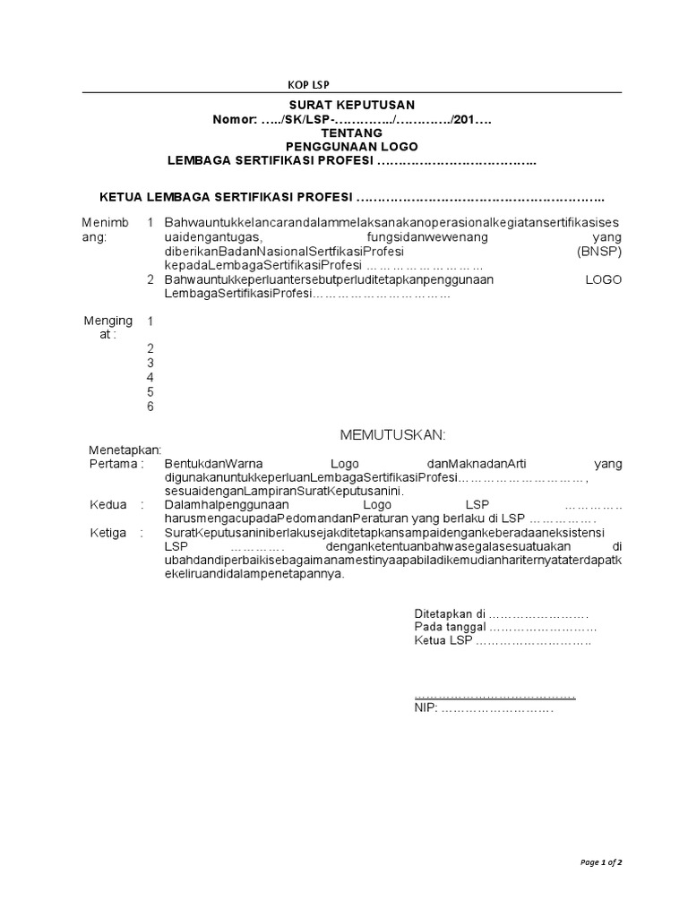 Sk Penggunaan Logo Lsp Pdf