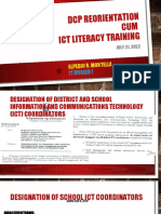 DCP Reorientation CUM Ict Literacy Training: Elpedio R. Mortella