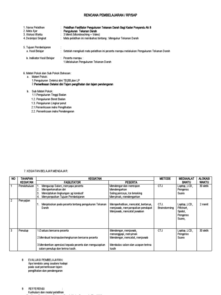 Format sap dan rp pemeriksaan tekanan darah pdf