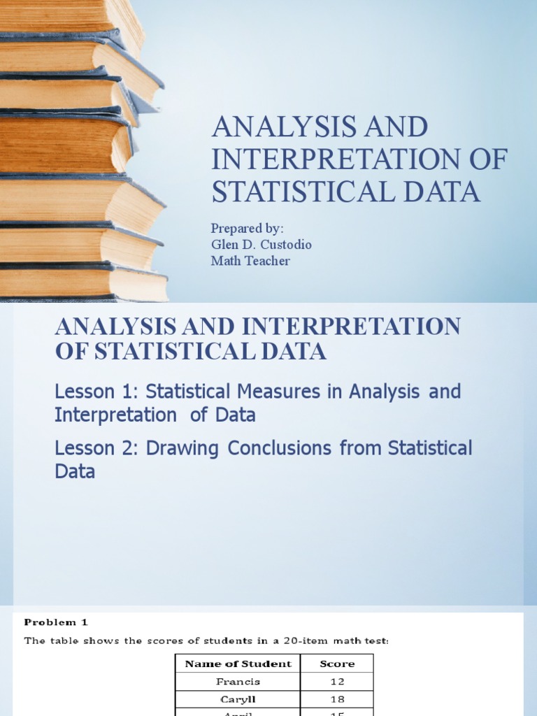 Analysis and Interpretation of Statistical Data | PDF