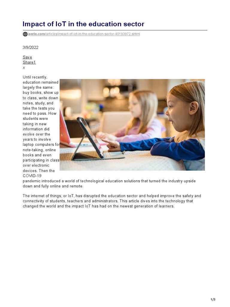 Impact of IoT in The Education Sector | PDF | Internet Of Things ...