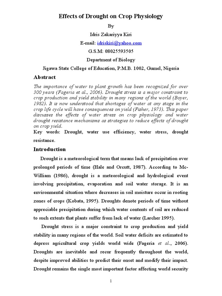 Impact of Physiological Drought on Crops | PDF | Drought | Maize