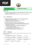 Mathematics 6 Quarter 3 Week 2: Pre-Test