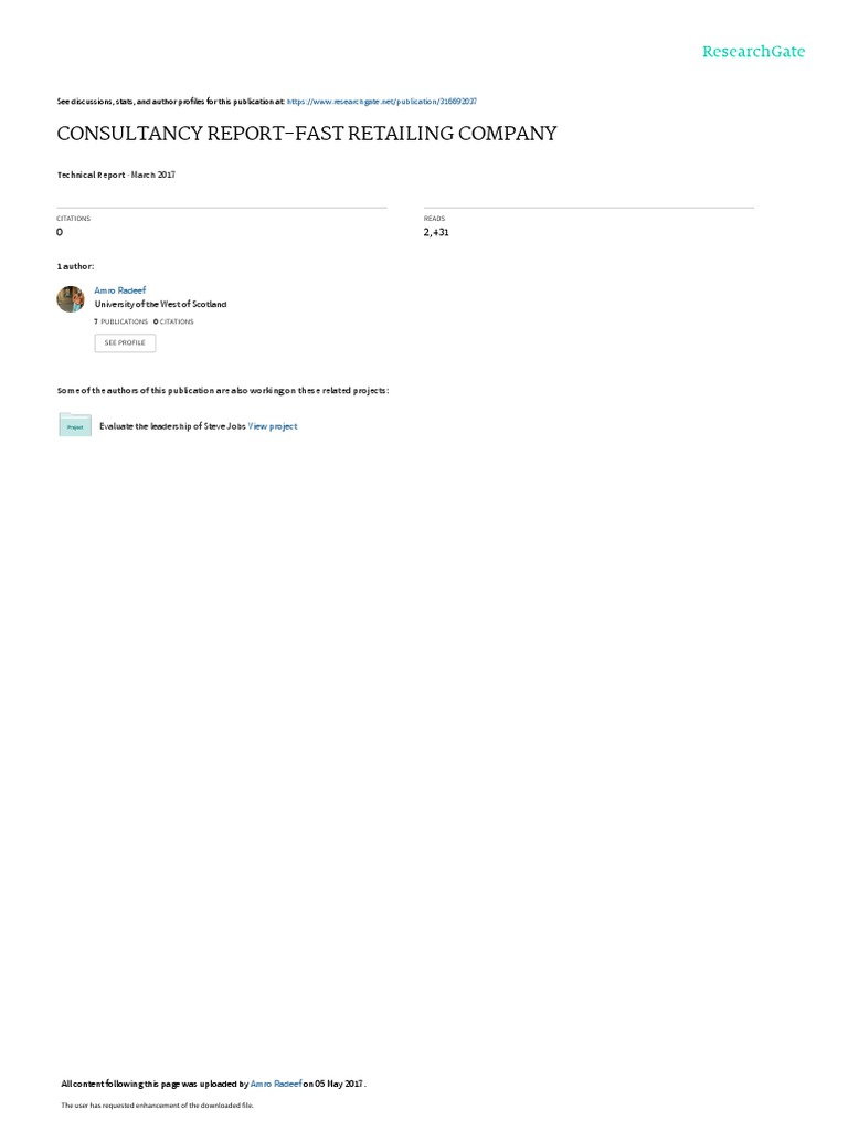 Consultancy Report-Fast Retailing Company: March 2017 | PDF | Retail ...