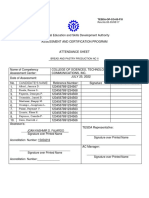 TESDA attendance sheet for bread and pastry assessment