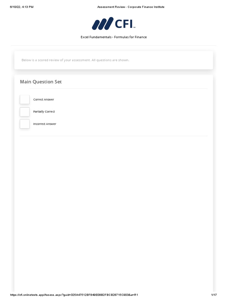 Assessment Review - Corporate Finance Institute MOH SCREENSHOT | PDF