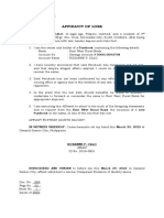 Affidavit of Loss: Republic of The Philippines) City of General Santos) S.S