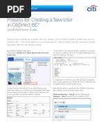 Process For Creating A New User in Citidirect Be: Quick Reference Guide