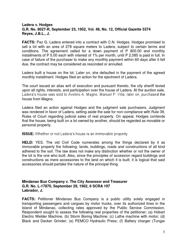 Property Law Case Digest PDF Taxes Foreclosure