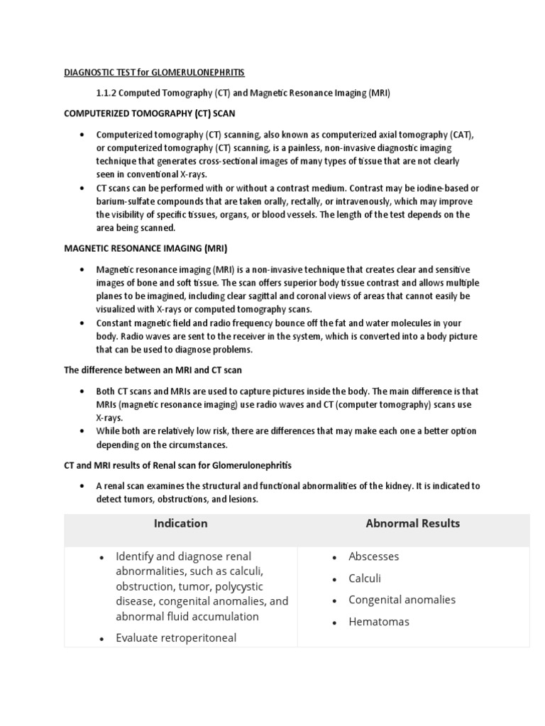 Computerized Tomography (CT) Scan Indication Abnormal Results PDF