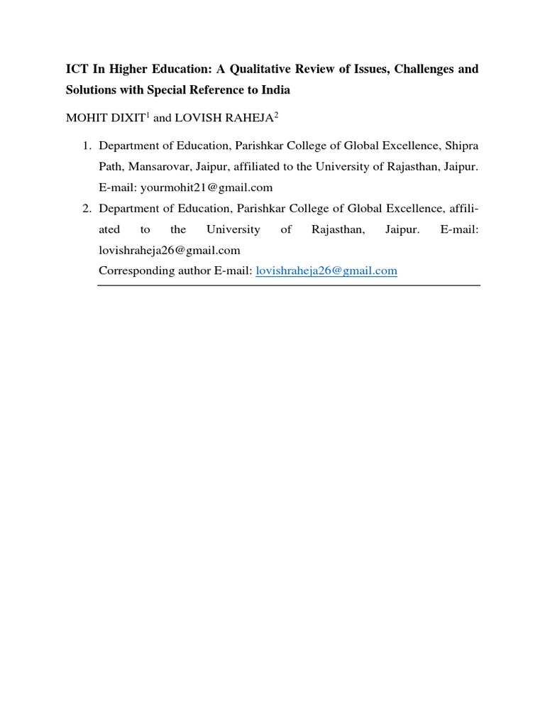 ICT IN HIGHER EDUCATION - Review PDF | PDF | Educational Technology ...