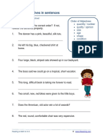 Grade 4 Order Adjectives Sentences B