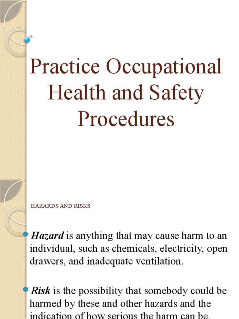 Practice Occupational Health and Safety Procedures PDF Occupational