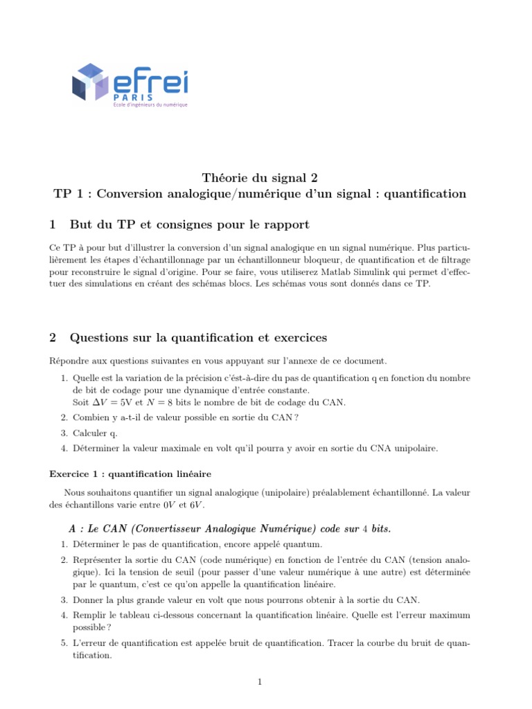 Conversion Analogique-Numérique en TP | PDF | Échantillonnage (signal ...